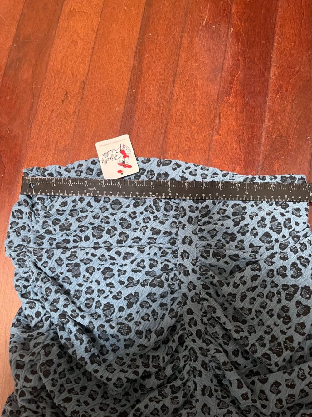 Blue Leopard Ruched Mini Skirt 2XL NWT Statement Piece - Picture 4 of 5